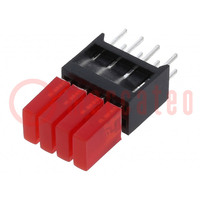 LED; in housing; red; 1.8mm; No.of diodes: 4; 20mA; 110°; 3÷7mcd