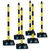 Kettenständer-Set gelb/schwarz, Durchm. 4, H: 90cm, Kunststoff -Secur 3viereckiger Standfuß, schwarz