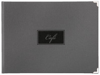 Speisekarte Oscar mit Prägung CAFÉ A5 quer; Größe DIN A5, 24.8x18.7 cm (BxH);