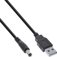 InLine 26806G electriciteitssnoer Zwart 1 m USB A 5.5 x 2.1 mm