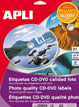APLI 10603 etiqueta de impresora Blanco CD / DVD