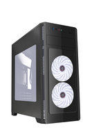 Gembird ATX case Fornax 1000W - white led fans, USB 3.0 Midi Tower Black