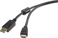 Renkforce RF-3301450 adaptador de cable de vídeo 0,5 m DisplayPort HDMI Negro