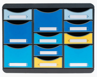 Exacompta 3137202D organizzatore per cassetto di scrivania Plastica Nero, Blu, Giallo