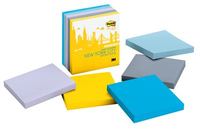 Post-It Super Sticky Notes, New York Color Collection, 3 in x 3 in, 6 Pads/Pk