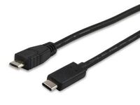 EQUIP USB 2.0 MICRO B MALE TO USB 2.0 Type C to Micro-B Cable, 1m, 1 m, Micro-USB B, USB C, USB 2.0, Male/Male, Black