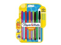 Paper Mate InkJoy™ 100 stickbalpen, diverse inktkleuren, medium punt van 1 mm, doorzichtige huls in diverse kleuren (blister 10 stuks)