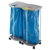 Waste sack stand with 250 blue recycling sacks