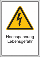 Elektro-Kombischild - Warnung vor elektrischer Spannung, Gelb/Schwarz, Weiß