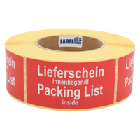 Versandaufkleber - Lieferschein innenliegend/Packing list inside - 100 x 50 mm, 1.000 Warnetiketten, Papier weiß
