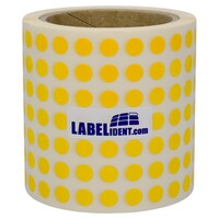Markierungspunkte Ø 10 mm, gelb, 10.000 runde Etiketten auf 1 Rolle/n, 3 Zoll (76,2 mm) Kern, Folienpunkte permanent, Verschlussetiketten