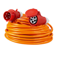 AS SCHWABE CEE-Verlängerung mit CEE-Stecker & CEE-Kupplung (400V | 32A | 5-polig | 6h | IP44 | H07BQ-F 5G6 | 10m Kabel) - in orange