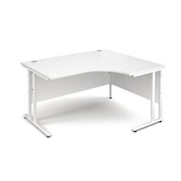 Traditional ergonomic desks - delivered and installed - white frame, white top, right hand, 1400mm