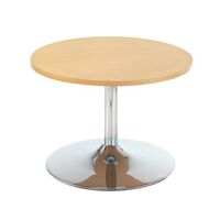 Circular reception coffee table with trumpet base