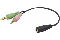 Audio Adapter für Headsets mit 3,5 mm Klinkenstecker, 1x Buchse an 2x Stecker, 0,15 m