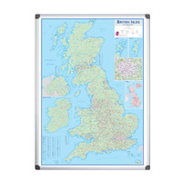 Bi-Office British Isles Sales Map Board, Magnetic, Aluminium Frame, 120 x 90 cm Main Image