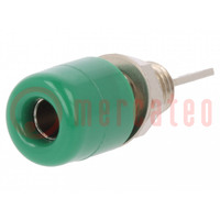 Socket; 4mm banana; 32A; 33VAC; 70VDC; green; nickel plated; 5mΩ