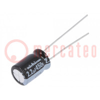 Capacitor: electrolytic; THT; 2.2uF; 450VDC; Ø8x11.5mm; ±20%; 1000h