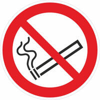 Verbotsschild - Verbotszeichen Rauchen verboten Folie, Größe: 10,0 cm DIN EN ISO 7010 P002 ASR A1.3 P002