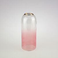 Vase Aura, klar/rosa m. Goldrand, Glas, 10x23,5 cm