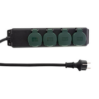 REV 0512468555 power extension 1.4 m 4 AC outlet(s) Outdoor Black, Green