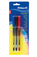 Pelikan Stick Pro Schwarz, Blau, Rot Stick-Kugelschreiber 3 Stück(e)
