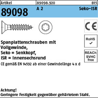 ART 89098 Spanplattenschr. Seko CE A 2 4 x 35 -T20 Vollgewinde A 2 VE=K