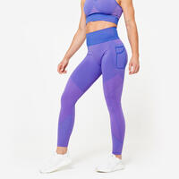 Women's Seamless Leggings - Blue/pink - UK 12-14 / EU L