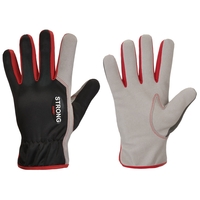 VIGAN STRONGHAND® HANDSCHUHE Gr.07H SYNTHETISCHES LEDER, POLYESTER, SCHWARZ,ROT/