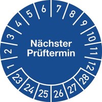 Mehrjahresprüfplakette Ø 30 mm Nächster Prüftermin 2023-2028 Folie 100 St