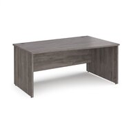 Maestro 25 right hand wave desk 1600mm wide - grey oak top with panel end leg