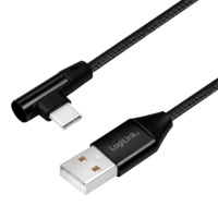 USB 2.0 Kabel USB-A Stecker zu USB-C (90° gewinkelt) Stecker, LogiLink® [CU0138]