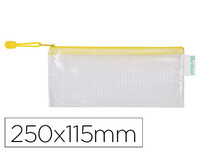 Bolsa multiusos tarifold pvc 250x115 mm apertura superior con cremallera portaboligrafo y correa color amarillo