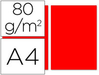 Papel Color Liderpapel A4 80G/M2 Rojo Paquete de 100