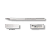 Normalansicht - Ecobra Schablonenmesser mit zylindrischem Aluminium-Halter, inkl. 5 Ersatzklingen, Schutzkappe