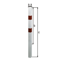 Absperrpf. Standard SK fvz.,weiß,2 rote Ringe,1 Öse, z.Einb.,Pf. 70x70 mm