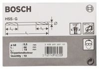 Doppelendbohrer HSS-G, 5,5 x 19 x 66 mm, 10er-Pack