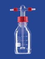Gaswaschflaschen nach Drechsel komplett DURAN®-Rohr | Beschreibung: Gaswaschflasche mit Filterplatte