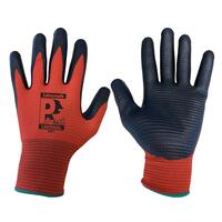 Pred Cardinal 11 - Size 11 Red/Black 13 Gague Polyester Pred CARDINAL Nitrile Foam Ribbed Glove (Pair)