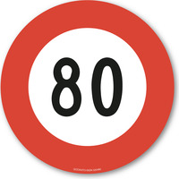 Höchstgeschwindigkeit - 80, Vorschriftssignal Schild, 20 cm, aus Alu-Verbund, mit UV-Schutz