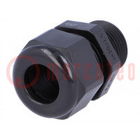 Cable gland; with long thread; M20; 1.5; IP68; polyamide; black