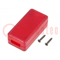 Enclosure: for USB; X: 25mm; Y: 50mm; Z: 15.5mm; ABS; translucent red