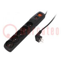 Plug socket strip: protective; Sockets: 5; 230VAC; 10A; black