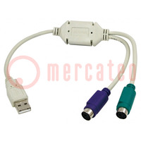 Adapter; USB 1.1; PS/2 Buchse x2,USB A-Stecker; weiß