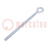 Hook; ring; steel; zinc; Thread len: 177mm; Overall len: 225mm