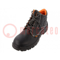 Boots; Size: 44; black; leather; with metal toecap; 7243EN
