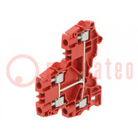 Conector: de carril; 0,2÷6mm2; vías: 1; bornas: 4; rojo; Anch: 6mm