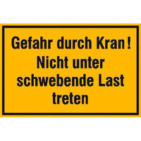 Hinweisschild zur Baustellenkennzeichnung Gefahr durch Kran!, selbstkl.,30x20cm