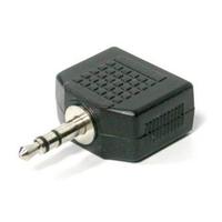 Audio rozgałęziacz, Jack (3,5mm) M - 2x Jack (3.5mm) F, stereo, czarna, Logo