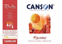 CANSON FIGUERAS - BLOC 10 FEUILLES DE PAPIER HUILE - GRAIN TOILE DE LIN - 42 X 59,4 CM - 290G/M² - BLANC C31085P005
